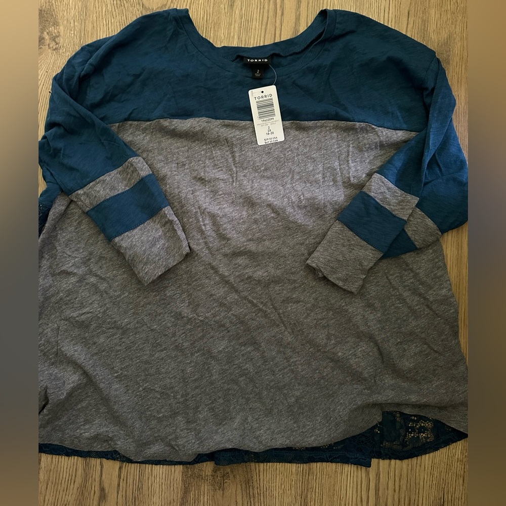 Torrid Gray 3/4 Sleeve Boxy T-Shirt
